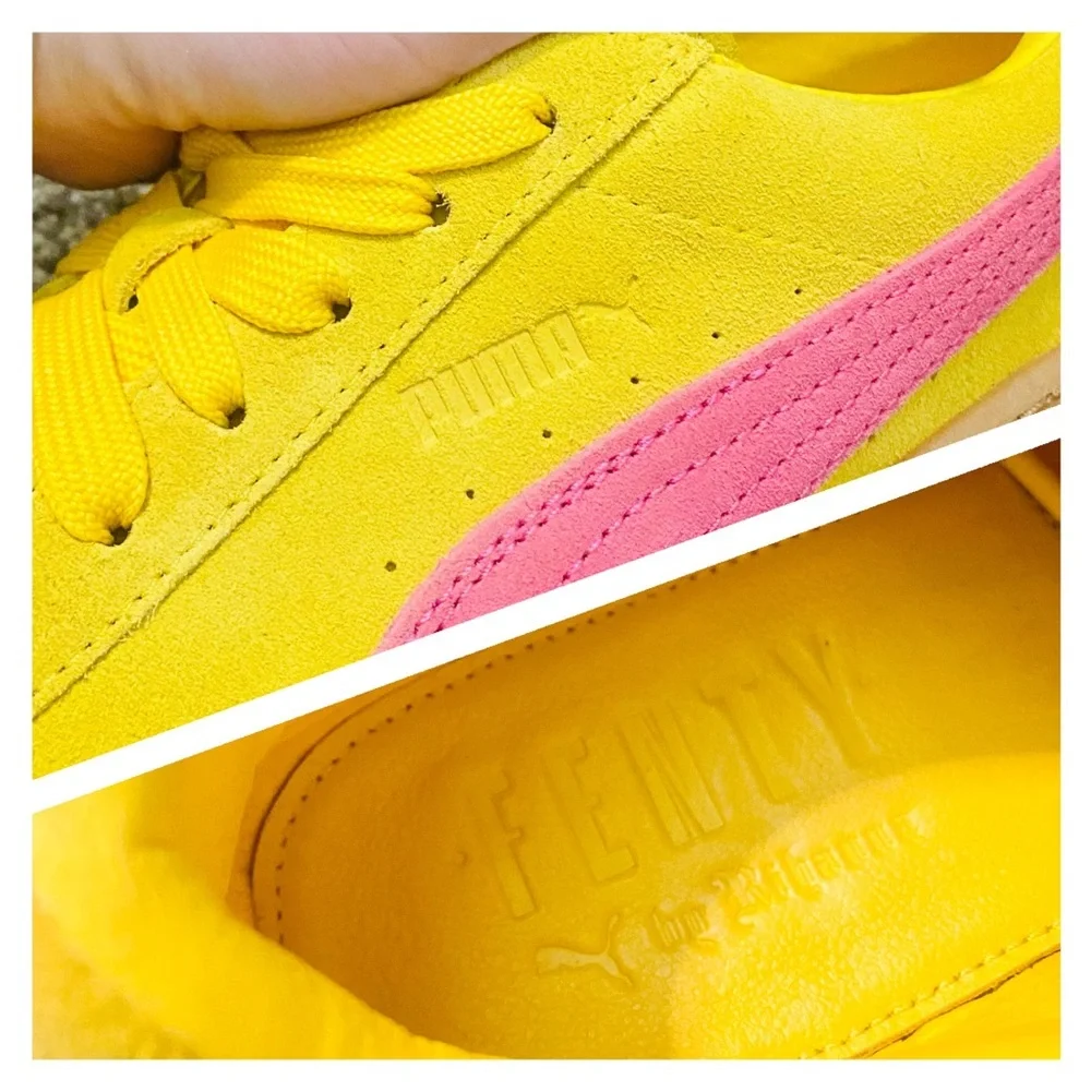 NIB Puma X Fenty Yellow & Pink Suede Cleated Creeper Sneakers